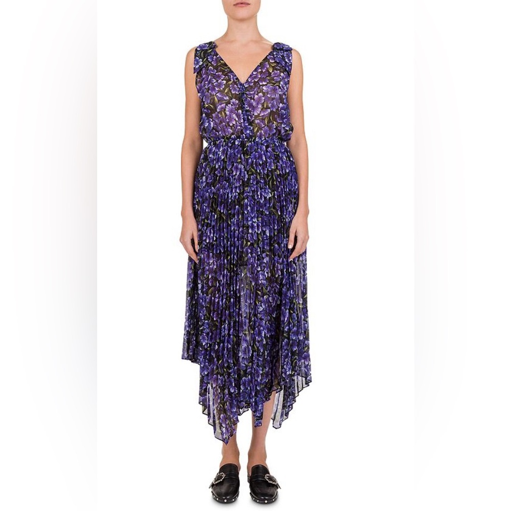 The Kooples Hortensia Floral Chiffon Pleated Maxi Dress - Picture 1 of 13